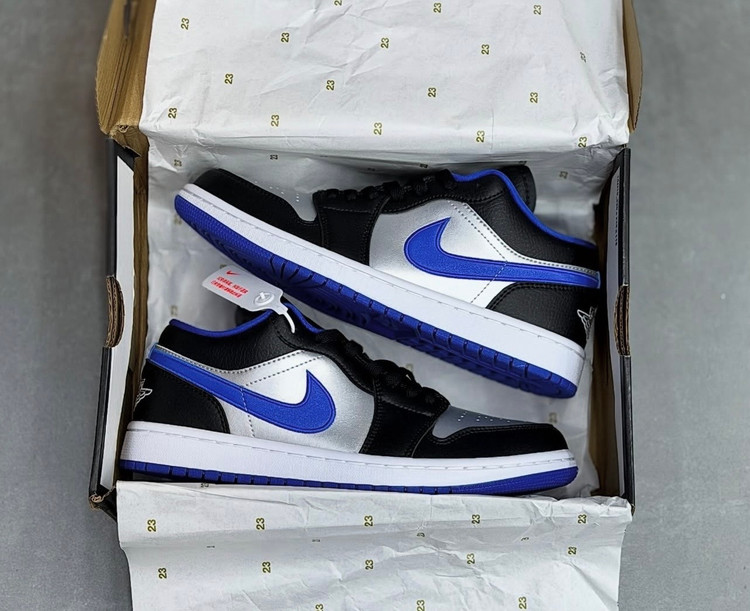 کتونی نایکی ایر جردن وان لو مشکی آبی سیلور مردانه مسترکوالیتی ویتنام قشم